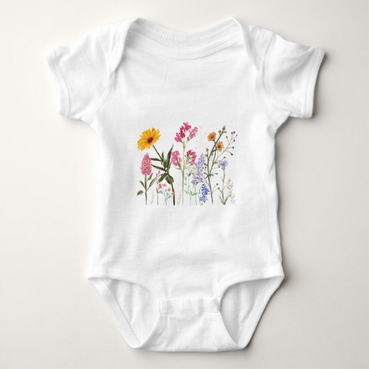 Wild Flowers T-shirt,  Botanisch Kinder T-shirt, Romper (Voorkant)