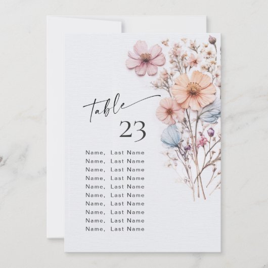 Wild Flowers Tafelnummer Kaarten Zitkaarten (Voorkant)