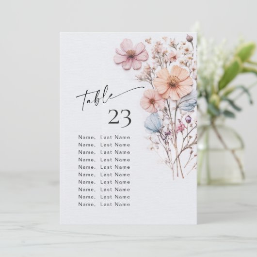 Wild Flowers Tafelnummer Kaarten Zitkaarten (Staand voorkant)