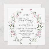 Wild Flowers Tuin Blush Stoffig Roos Boho Bruiloft Kaart (Voorkant / Achterkant)