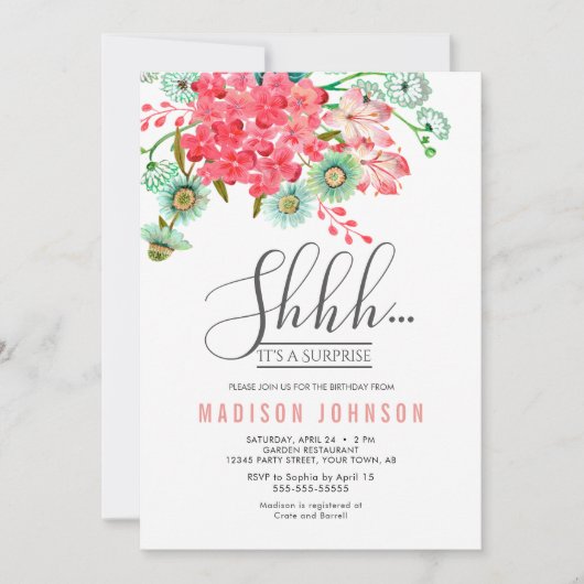 Wild Flowers | Uitnodiging van de Birthday Surpris (Voorkant)