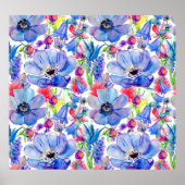 Wild Flowers Waterverf Behang Poster (Voorkant)