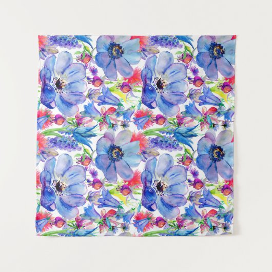 Wild Flowers Waterverf Behang Wandkleed (Voorkant (horizontaal))