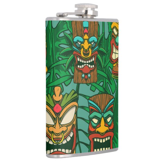 Wild Flowers Waterverf: kleurrijk naadloos Heupfles (Rechts)