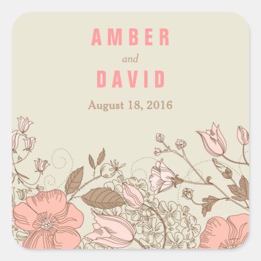 Wild Flowers Wedding Favoriet Stickers (Voorkant)