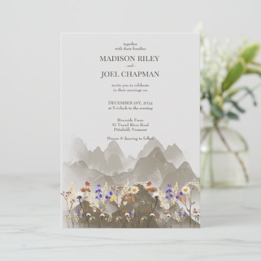 Wild Flowers Wedding Invitation Kaart (Staand voorkant)