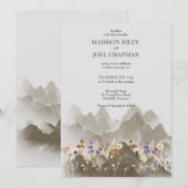 Wild Flowers Wedding Invitation Kaart (Voorkant / Achterkant)