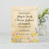 Wild Flowers Wedding  Lights Bloemen Uitnodigen Kaart (Staand voorkant)