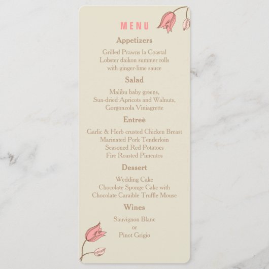 Wild Flowers Wedding Menu Kaart (Voorkant)