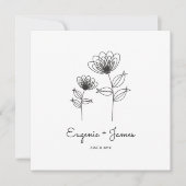 Wild Flowers Wedding Monogram Invitation Design Kaart (Voorkant)