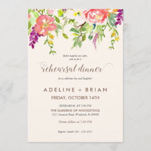 Wild Flowers Wedding Rehearsal Dinner Uitnodiging