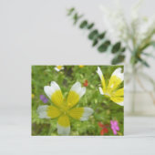 Wild Flowers: Wit geel DIY Briefkaart (Staand voorkant)