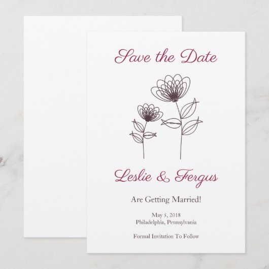 Wild Flowers with Branches and Leaves Kaart (Voorkant / Achterkant)