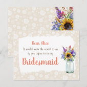 Wild Flowers, word jij mijn bruidsmeisje Kaart (Voorkant / Achterkant)