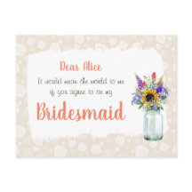 Wild Flowers, word jij mijn bruidsmeisje Kaart