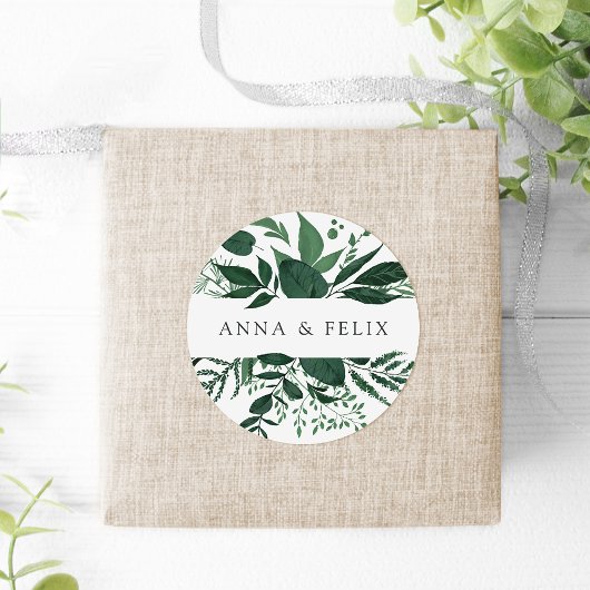 Wild Forest | Aangepaste botanische bruiloft Ronde Sticker