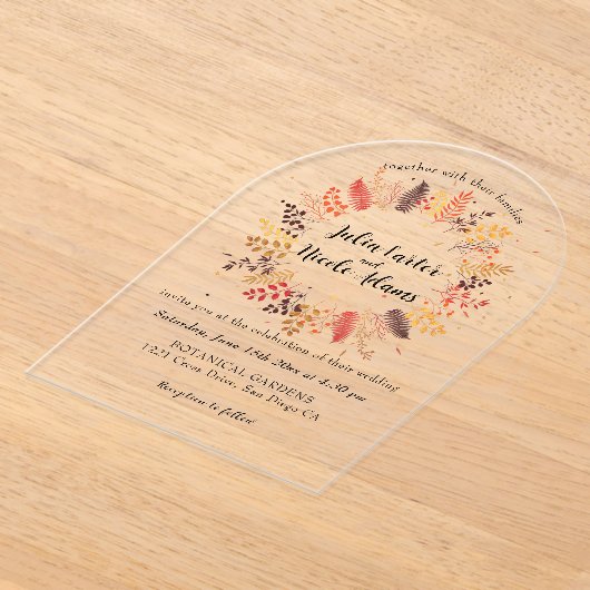 Wild Forest Bloemen Varen Paddenstoelen Foliage Br Acryl Uitnodigingen (Laagn)