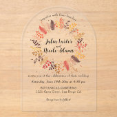 Wild Forest Bloemen Varen Paddenstoelen Foliage Br Acryl Uitnodigingen (Voorkant)