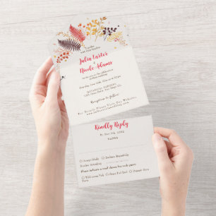 Wild Forest Bloemen Varen Paddenstoelen Foliage Br All In One Uitnodiging