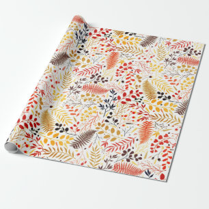 Wild Forest Bloemen Varen Paddenstoelen Foliage Br Cadeaupapier