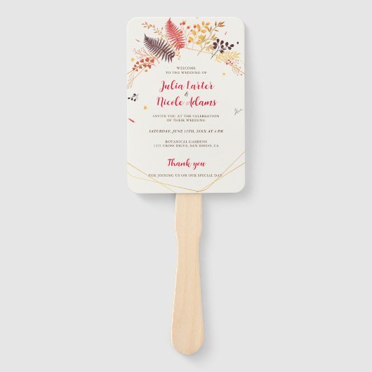 Wild Forest Bloemen Varen Paddenstoelen Foliage Br Handwaaier (Voorkant)