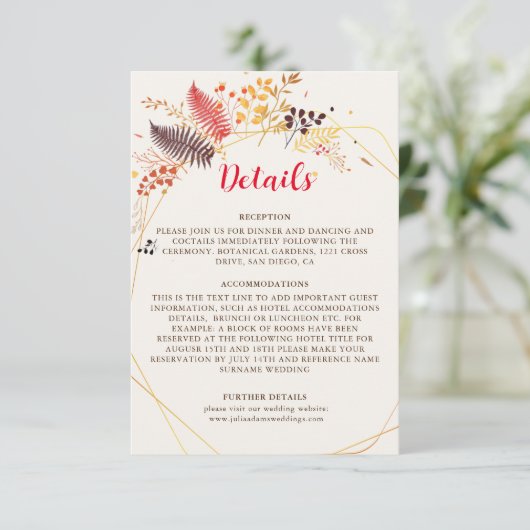 Wild Forest Bloemen Varen Paddenstoelen Foliage Br Informatiekaartje (Staand voorkant)