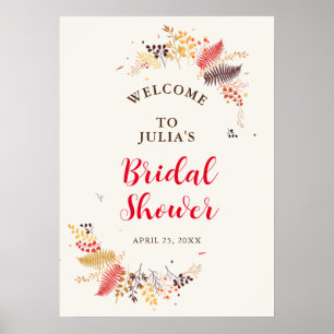 Wild Forest Bloemen Varen Paddenstoelen Foliage Br Poster