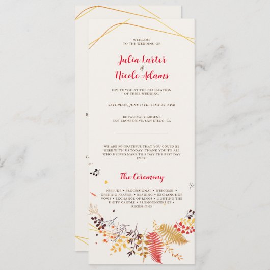 Wild Forest Bloemen Varen Paddenstoelen Foliage Br Programmakaart (Voorkant / Achterkant)