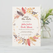 Wild Forest Bloemen Varen Paddenstoelen Foliage Br Save The Date (Staand voorkant)