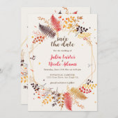 Wild Forest Bloemen Varen Paddenstoelen Foliage Br Save The Date (Voorkant / Achterkant)