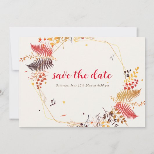 Wild Forest Bloemen Varen Paddenstoelen Foliage Br Save The Date (Achterkant)