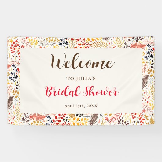 Wild Forest Bloemen Varen Paddenstoelen Foliage Br Spandoek (Horizontaal)