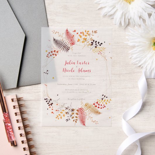 Wild Forest Bloemen Varen Paddenstoelen Foliage Br Vellum Uitnodigingen (Huwelijk)