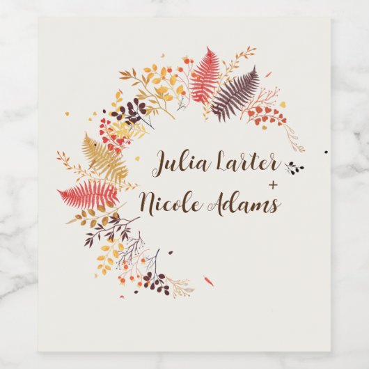 Wild Forest Bloemen Varen Paddenstoelen Foliage Br Wijn Etiket (Enkel label)