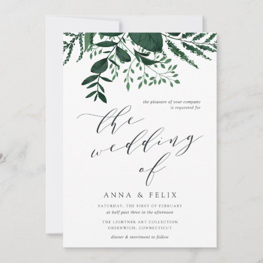 Wild Forest Botanical Wedding Invitation Kaart (Voorkant)