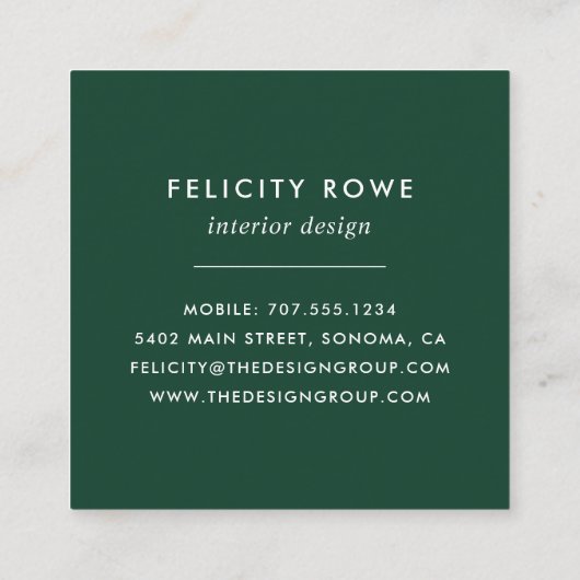 Wild Forest | Botanische afdrukken Vierkante Visitekaartje (Achterkant)