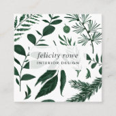 Wild Forest | Botanische afdrukken Vierkante Visitekaartje (Voorkant)