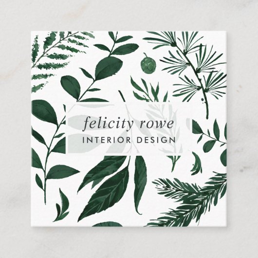Wild Forest | Botanische afdrukken Vierkante Visitekaartje (Voorkant)