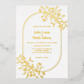 Wild Forest Botanische Bloemen Bladeren Bruiloft Folie Uitnodiging (Voorkant)