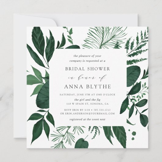 Wild Forest Bridal Shower-uitnodiging | Vierkant Kaart (Voorkant)