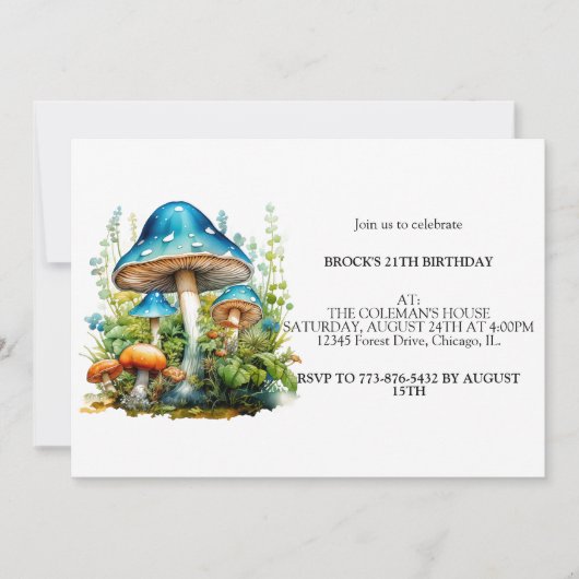 Wild Forest Champignons Verjaardagsfeest Kaart (Voorkant)