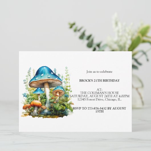 Wild Forest Champignons Verjaardagsfeest Kaart (Staand voorkant)