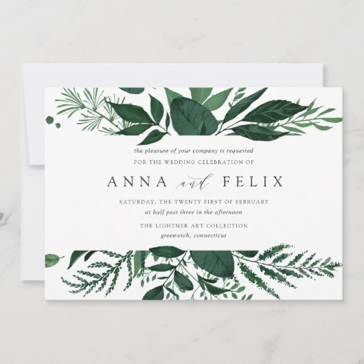 Wild Forest | Emerald Green Botanical Wedding Kaart (Voorkant)