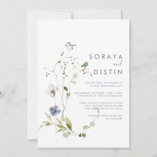 Wild Forest Floral Back & Front Formal Wedding Kaart (Voorkant)