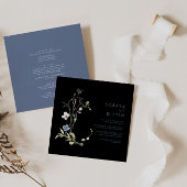 Wild Forest Floral Black Back & Front Wedding Kaart