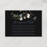 Wild Forest Floral Black Honeymoon Wish Informatiekaartje<br><div class="desc">Deze wild-bosflorale zwarte-honeymoon-wensenomhullingskaart is perfect voor een ritueel huwelijk. Dit ontwerp is voorzien van handbeschilderde waterverf witte en blauwe wilde bosbloemen met groene bladeren op een zwarte achtergrond.</div>