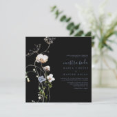 Wild Forest Floral Black Nuestra Boda Wedding Kaart (Staand voorkant)