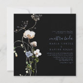Wild Forest Floral Black Nuestra Boda Wedding Kaart (Voorkant)