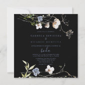 Wild Forest Floral Black Spanish Wedding Kaart (Achterkant)