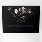 Wild Forest Floral Black Trifold Wedding Drieluik Uitnodiging (Binnenzijde eerst)
